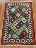 Persian-Style Geometric Kilim Dhurrie