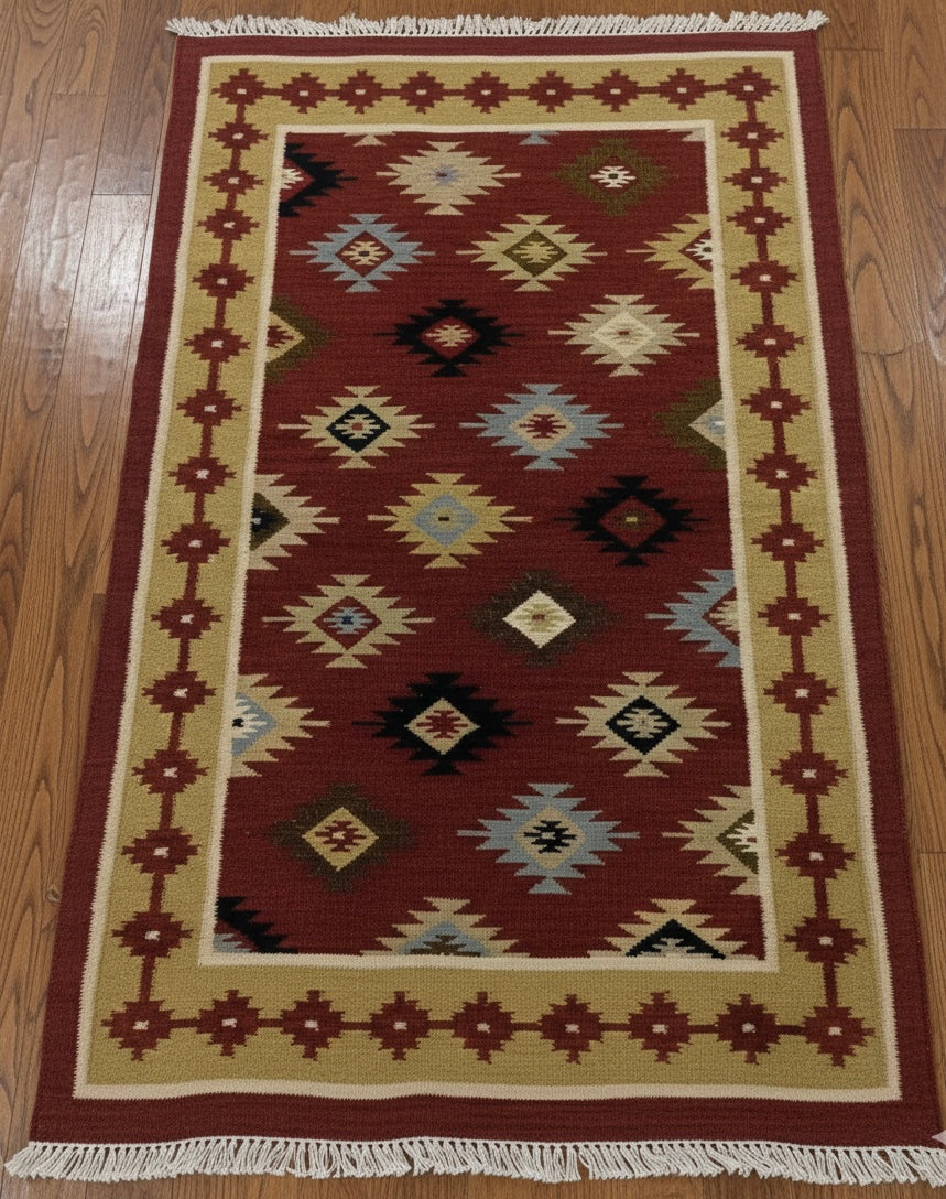 Rustic Nomadic Medallion Kilim Dhurrie