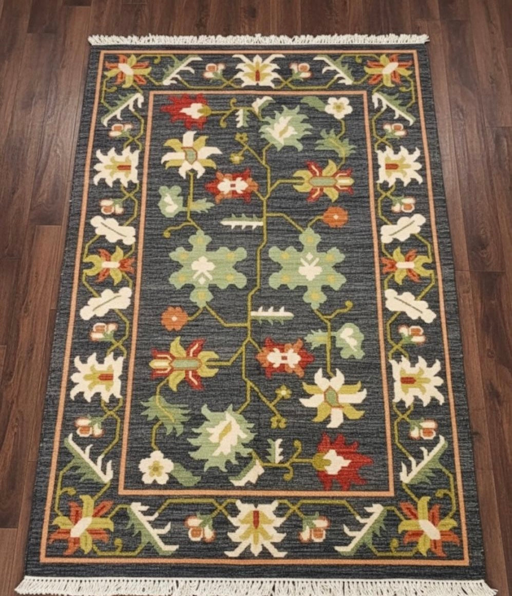 Grey Nomadic Geometric Kilim Dhurrie