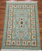 Aqua Vintage Botanical Dhurrie