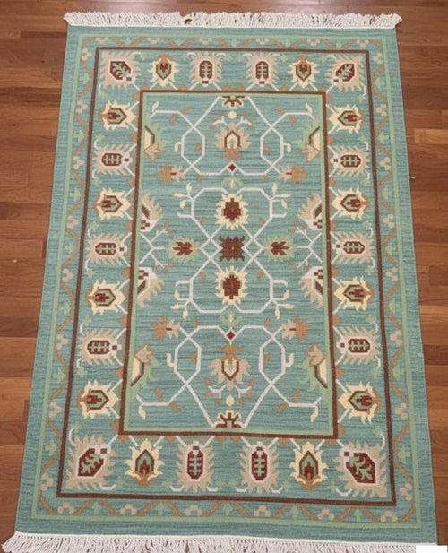 Aqua Vintage Botanical Dhurrie