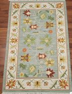 Teal Oushak Garden Dhurrie