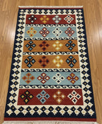 Boho Colorblock Kilim Dhurrie