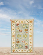 Teal Oushak Garden Dhurrie