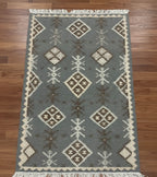 Rustic Greyscale Kilim Dhurrie