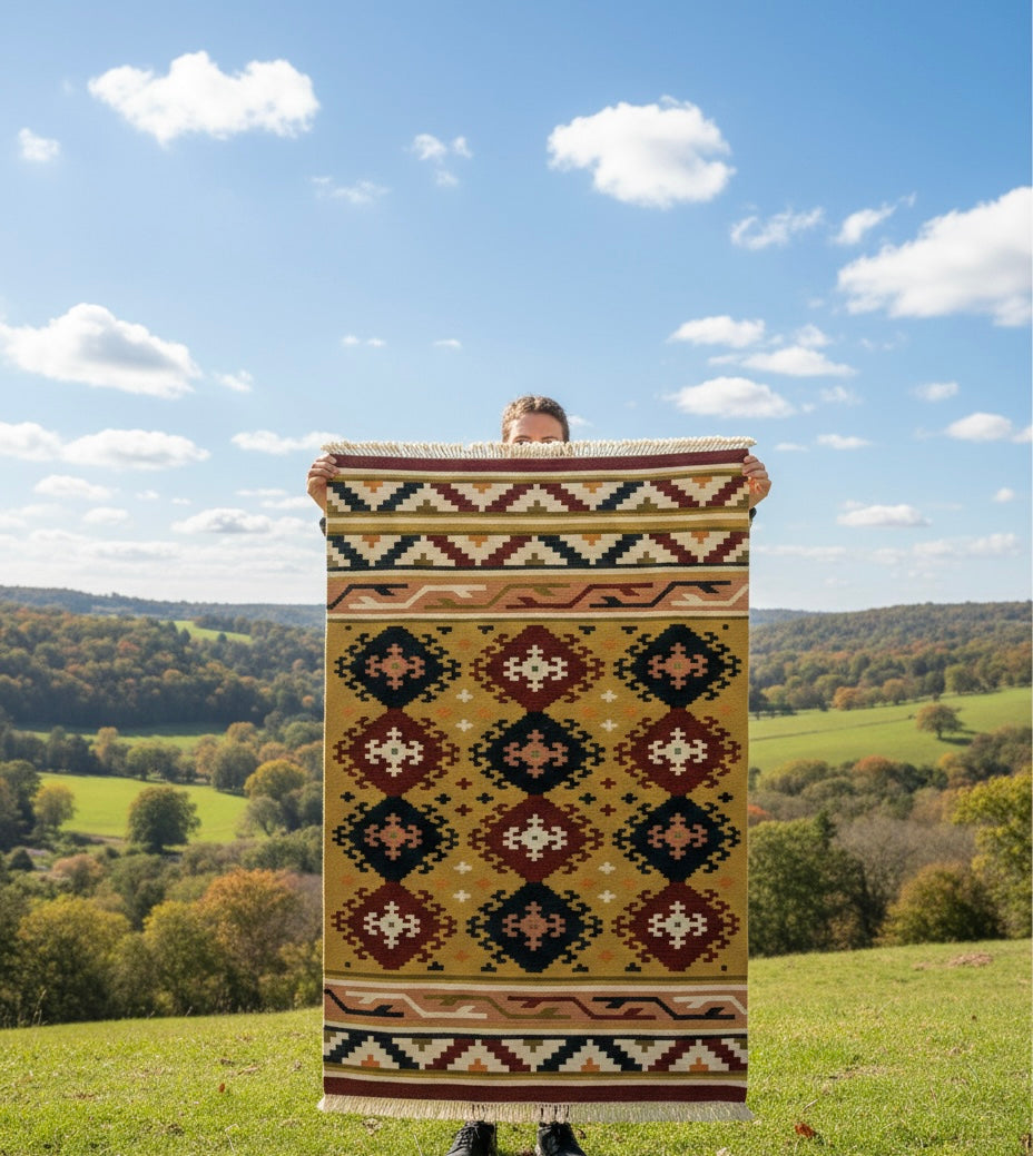 Southwestern Tribal Grid Dhurrie