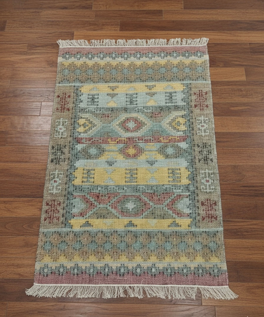Vintage Pastel Tribal Dhurrie