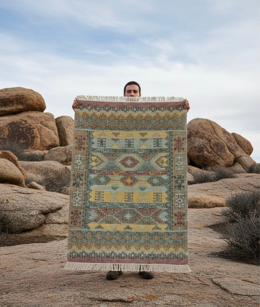 Vintage Pastel Tribal Dhurrie