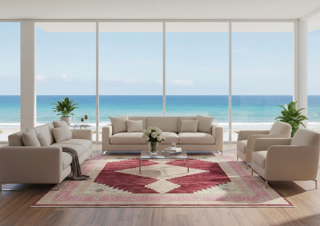 Crimson Geometry Rug