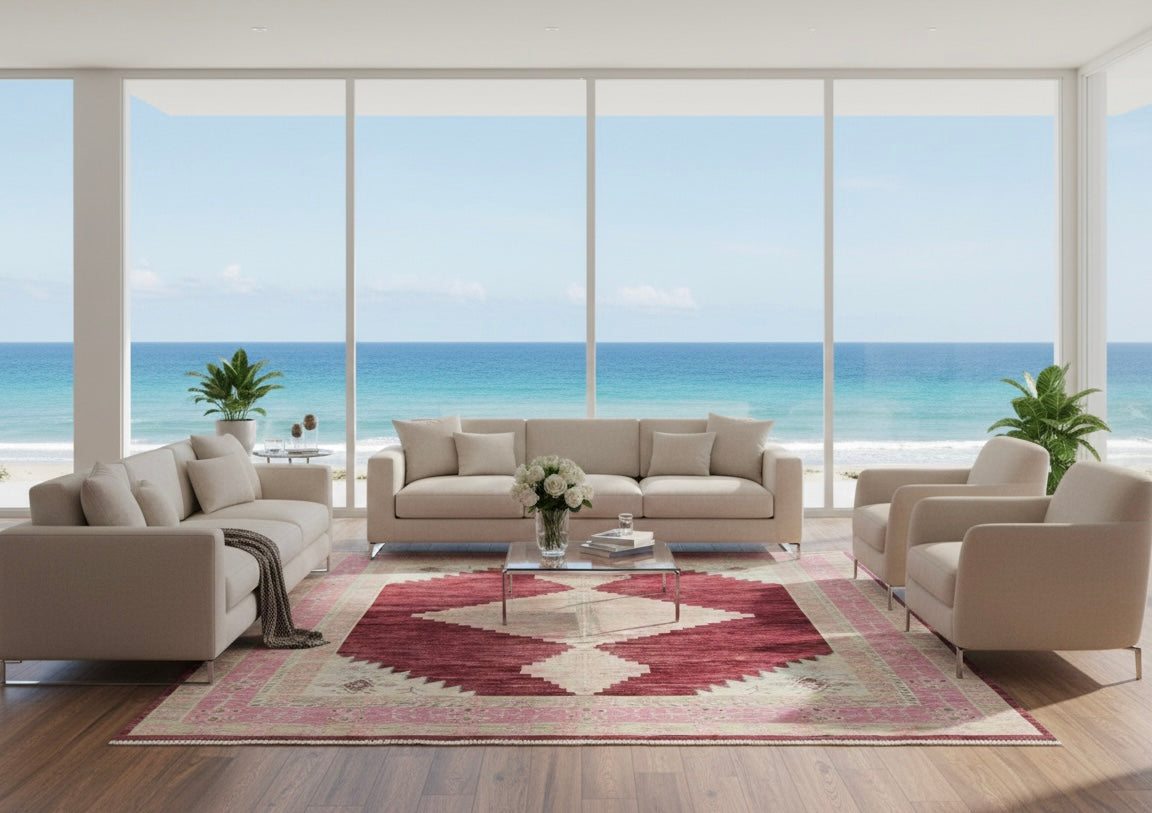 Crimson Geometry Rug