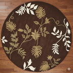 Chocolate Brown & Sage Leaf Area Round Rug