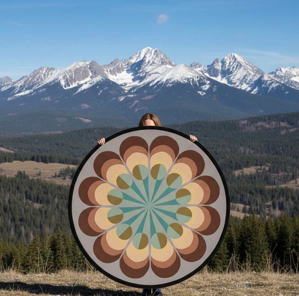 Retro Floral Round Rug