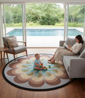 Retro Floral Round Rug