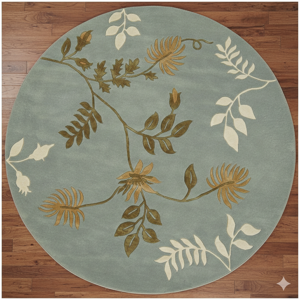 Sage Floral Round Area Rug