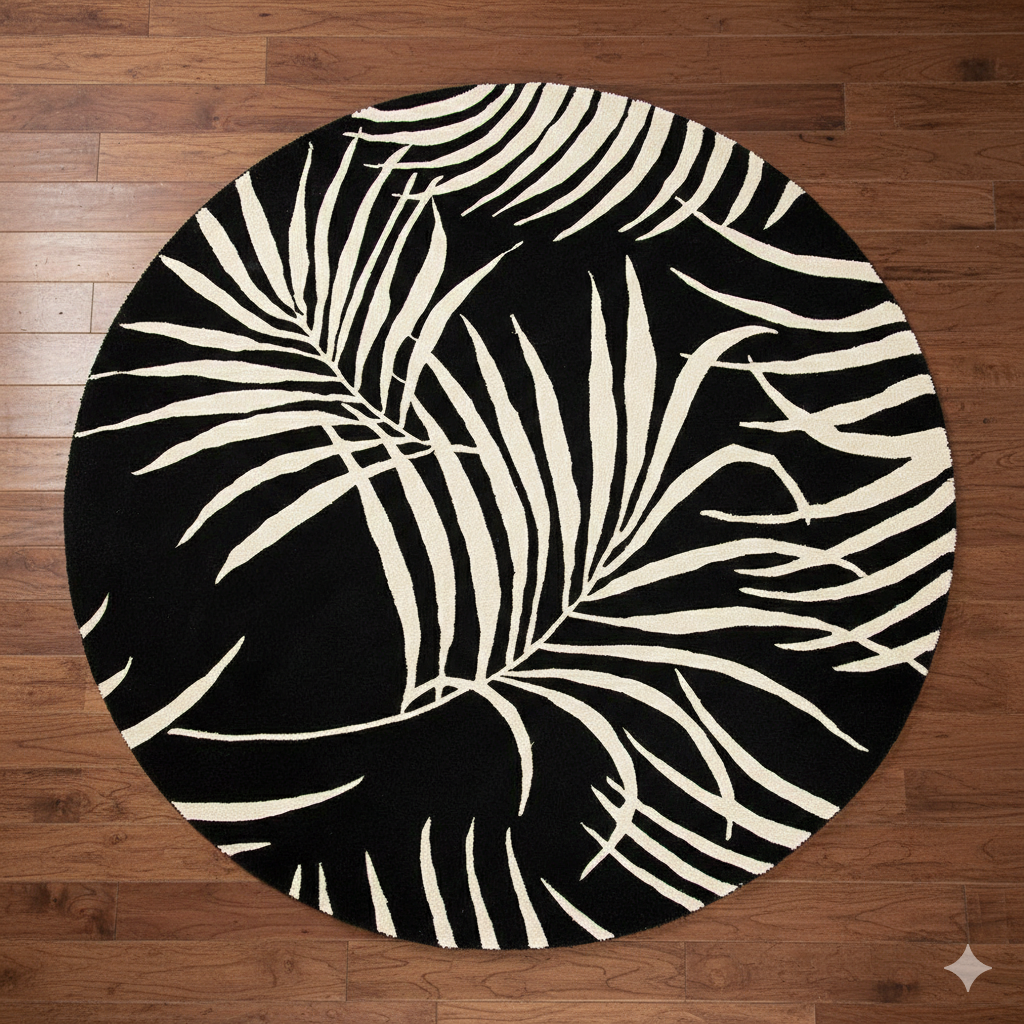 Midnight Palms Round Rugs