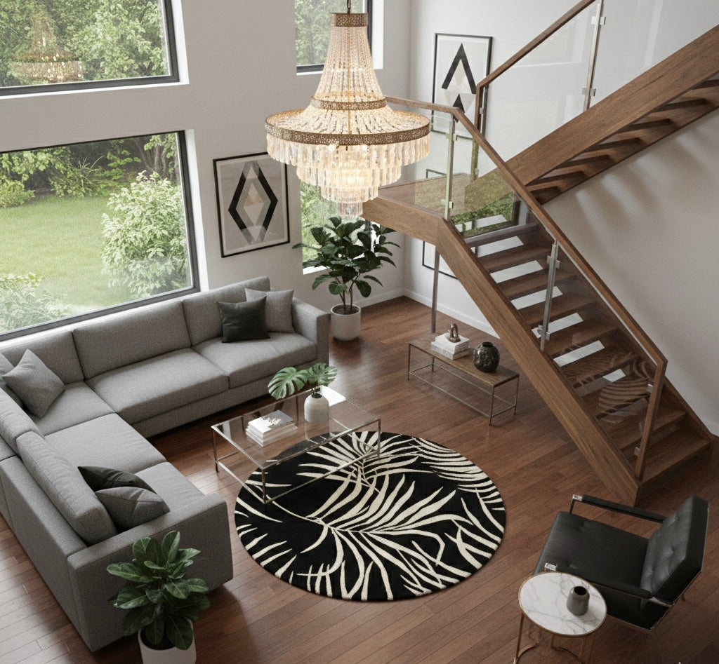 Midnight Palms Round Rugs