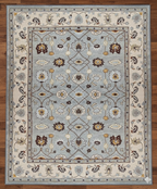 Hand-Tufted Floral Rug in Sky Blue and Cream"