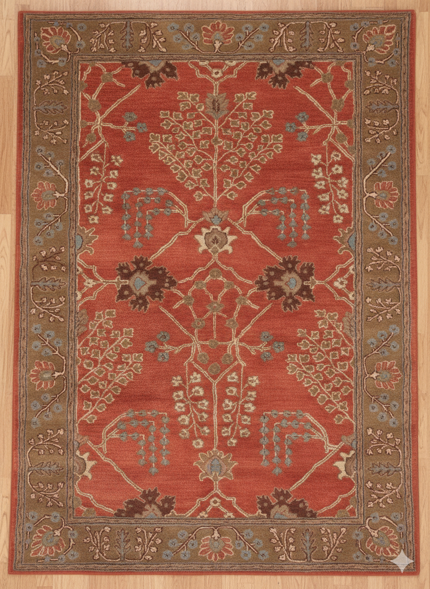 Crimson Botanical Tapestry Handtufted Rugs