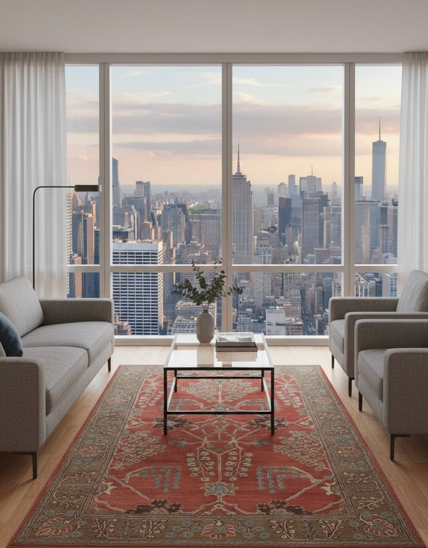 Crimson Botanical Tapestry Handtufted Rugs