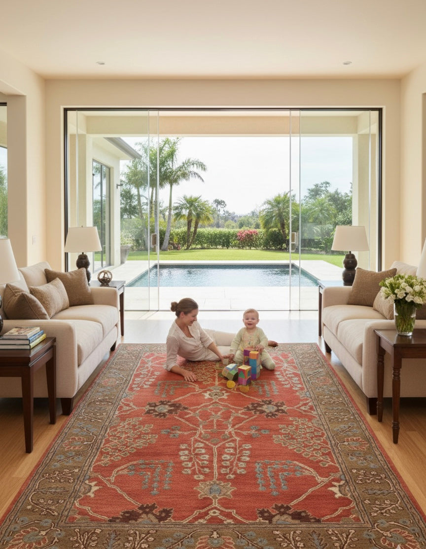 Crimson Botanical Tapestry Handtufted Rugs