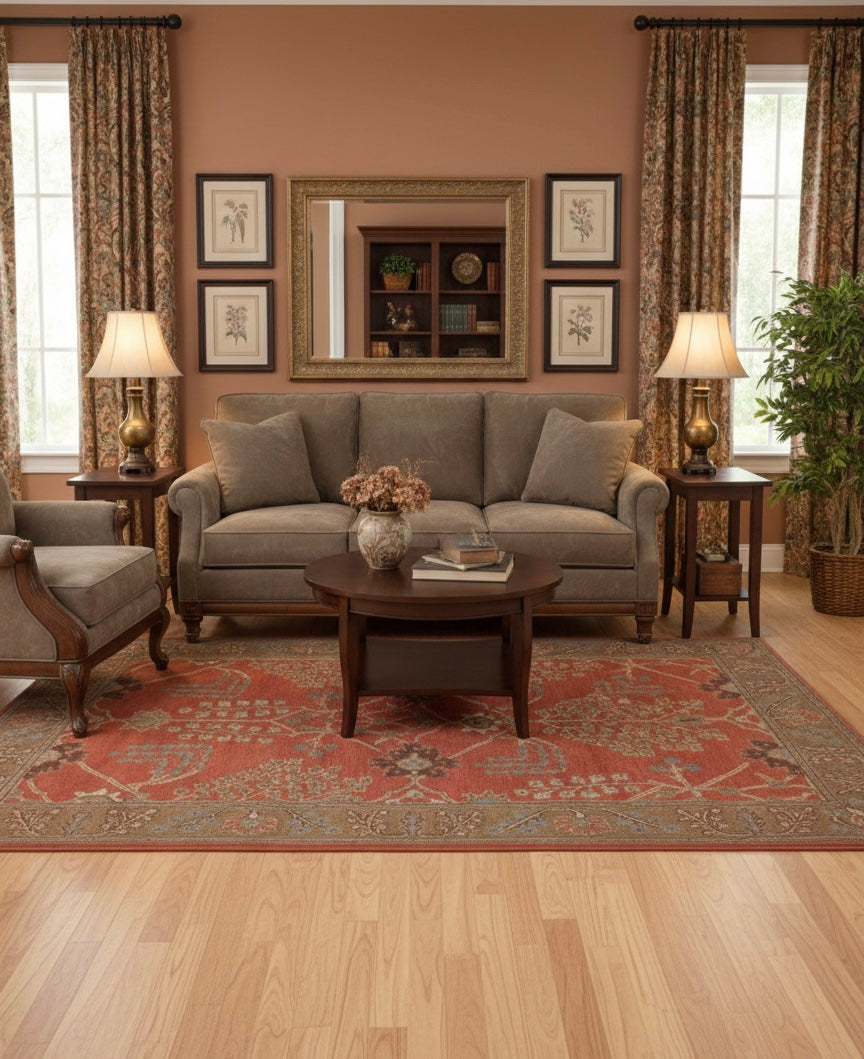 Crimson Botanical Tapestry Handtufted Rugs
