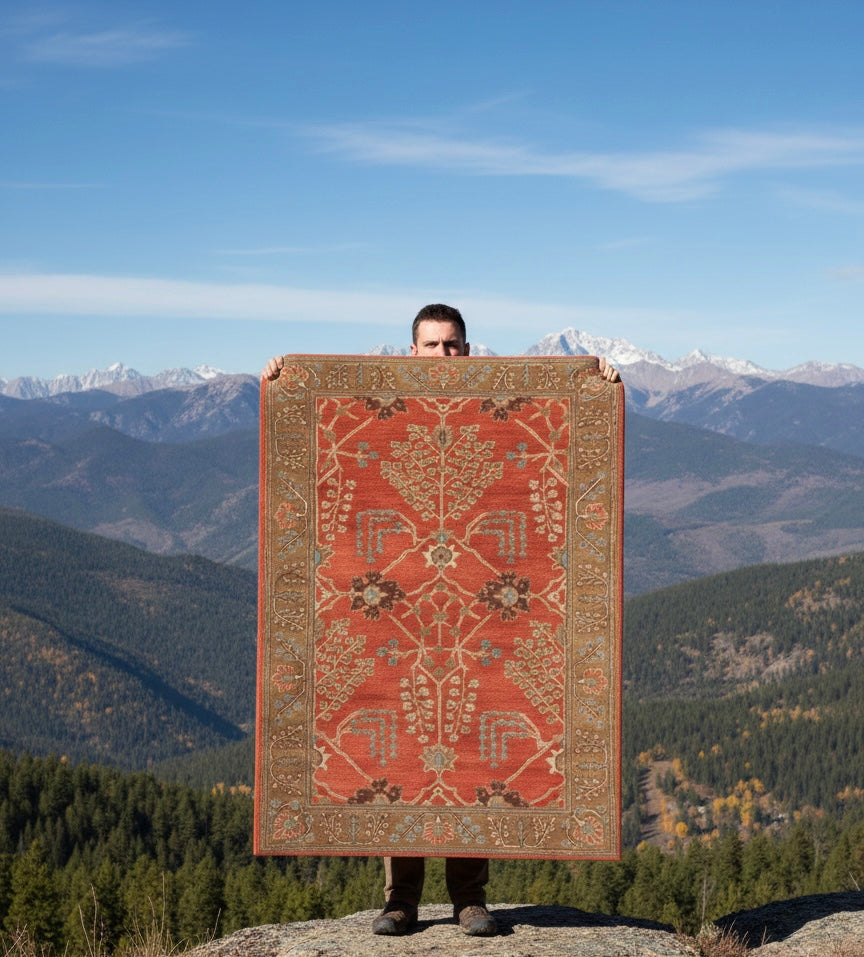 Crimson Botanical Tapestry Handtufted Rugs
