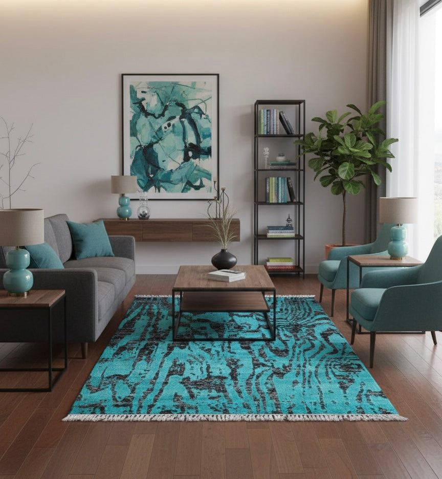 Aqua Bark Rug