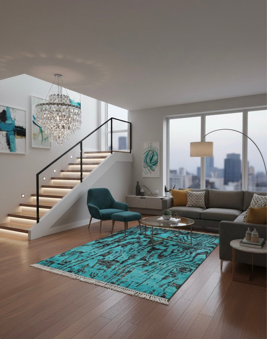 Aqua Bark Rug