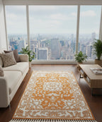 Orange & Cream Traditional Floral Handknotted Rugs