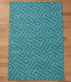 Teal Geometric Labyrinth Handtufted Rugs