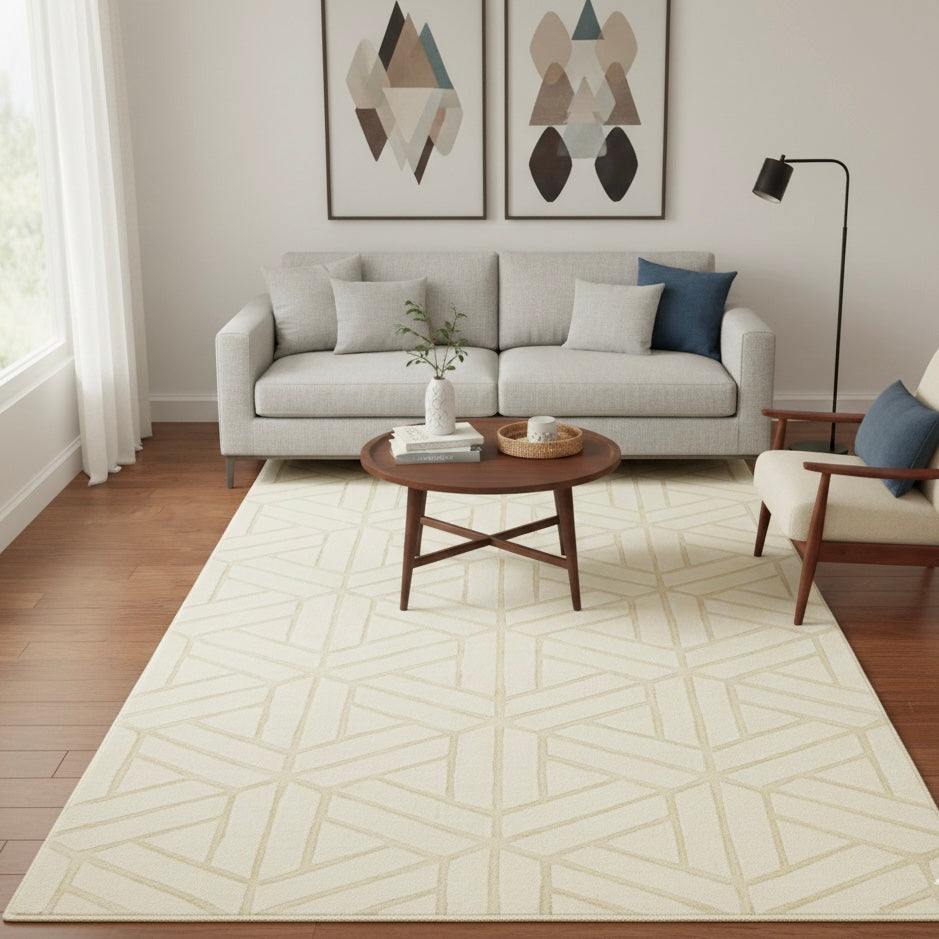 Sculpted Cream 3D Pattern Handtufted Rugs