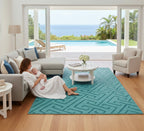 Teal Geometric Labyrinth Handtufted Rugs