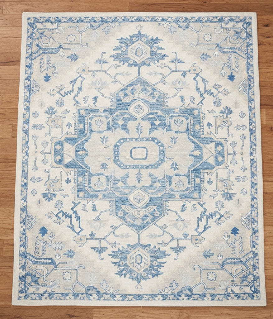 Cerulean Medallion Hand-Tufted Wool Rug