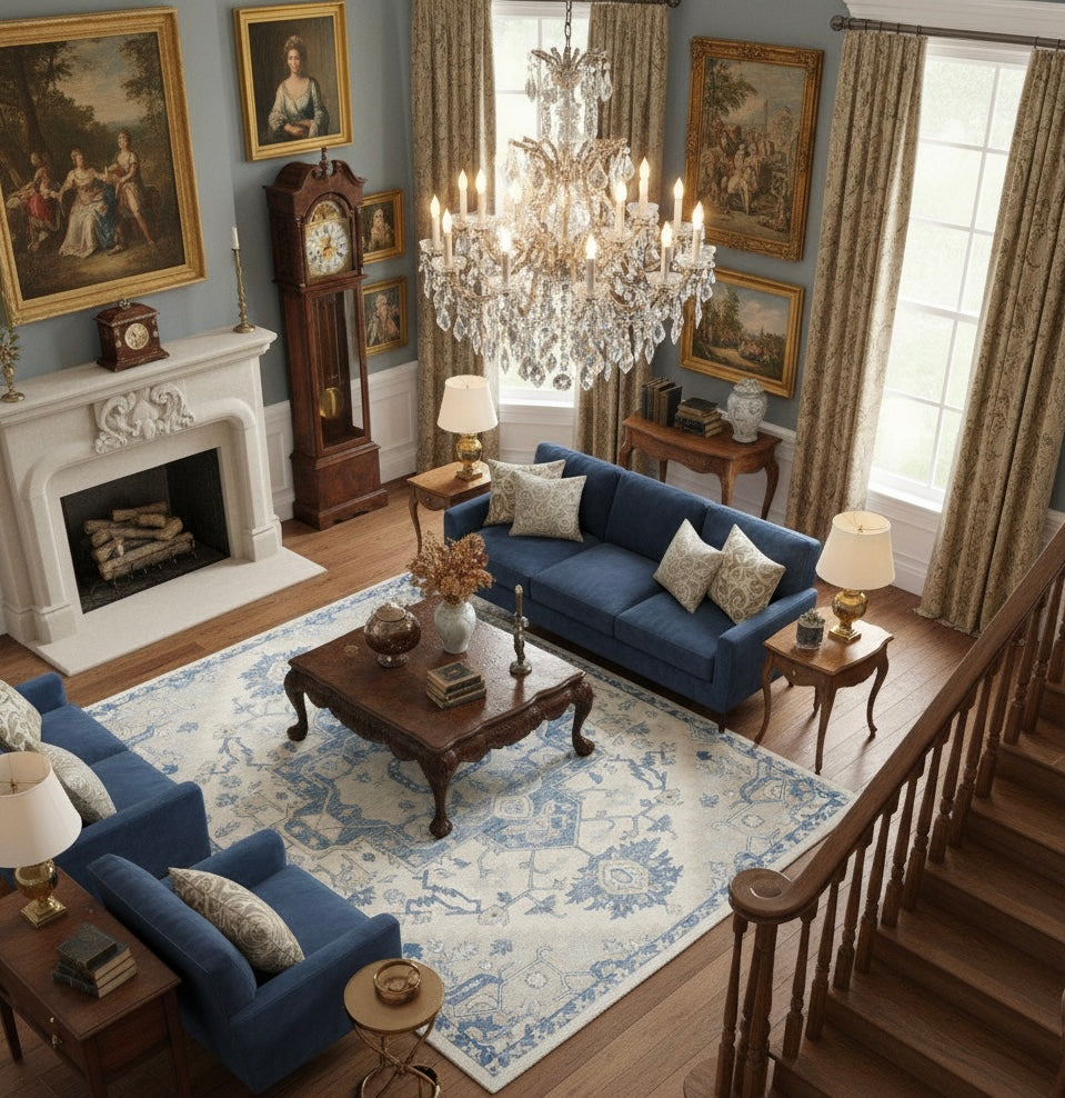 Cerulean Medallion Hand-Tufted Wool Rug