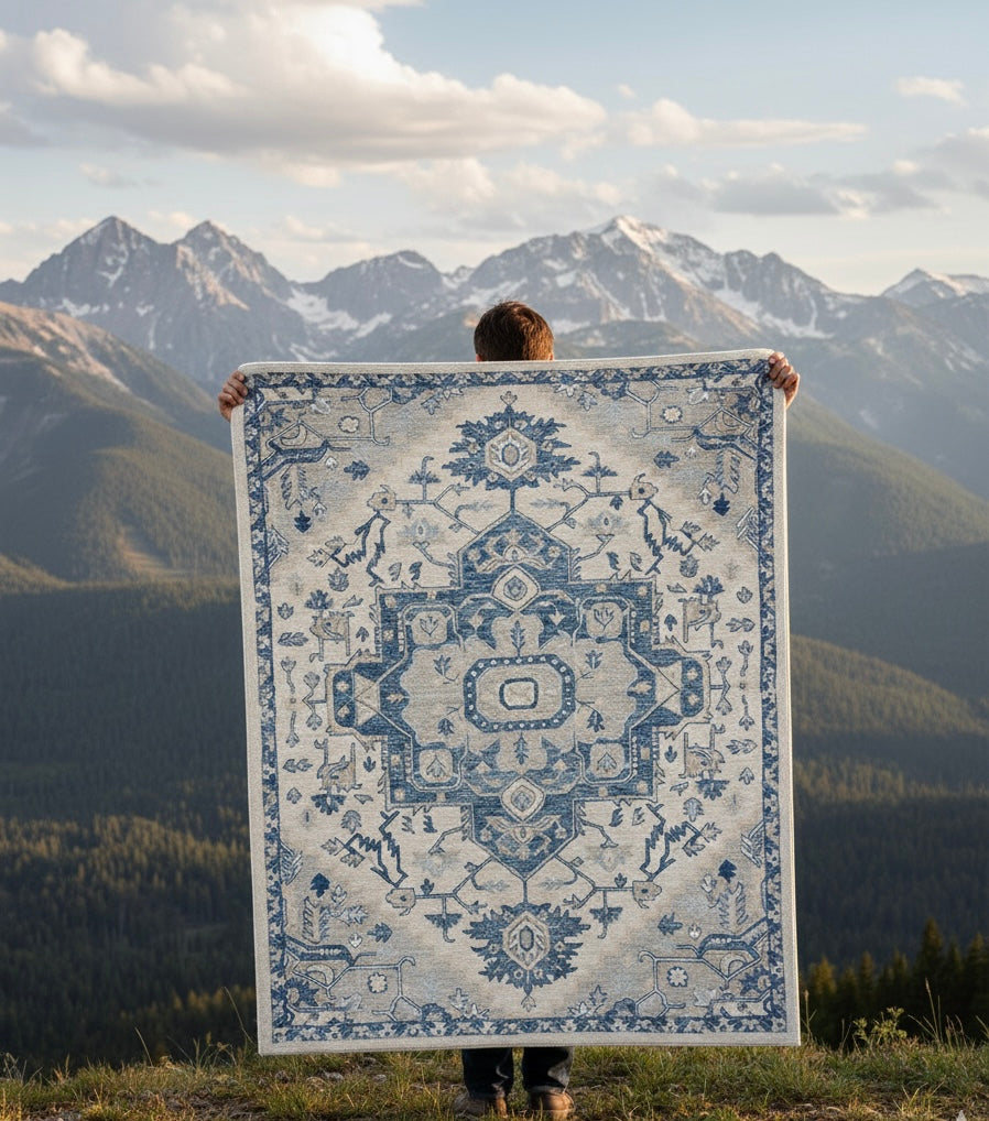 Cerulean Medallion Hand-Tufted Wool Rug