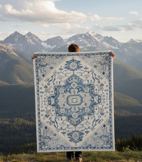 Cerulean Medallion Hand-Tufted Wool Rug