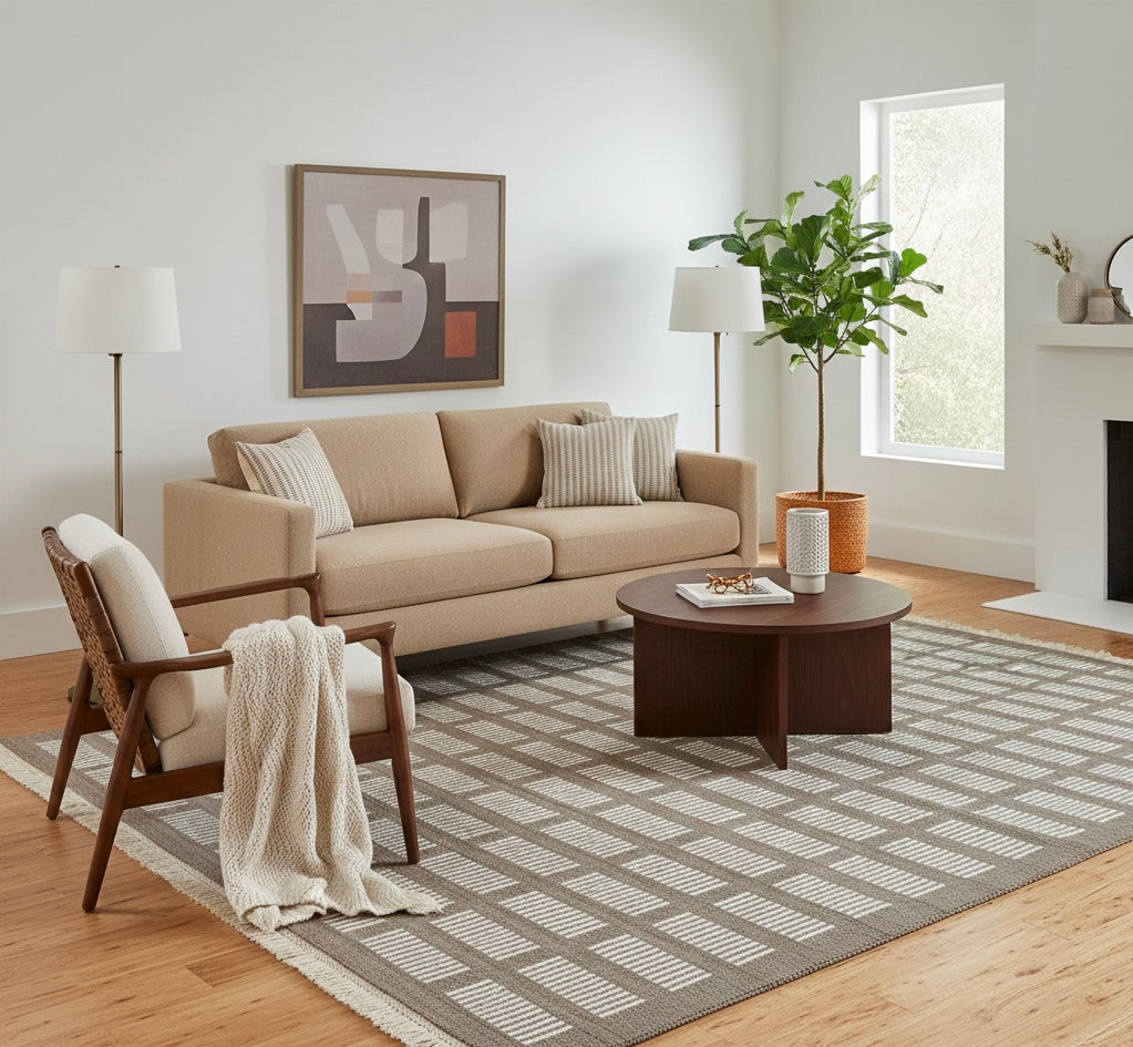 Minimalist Earth-Tone Accent Handknotted Rugs