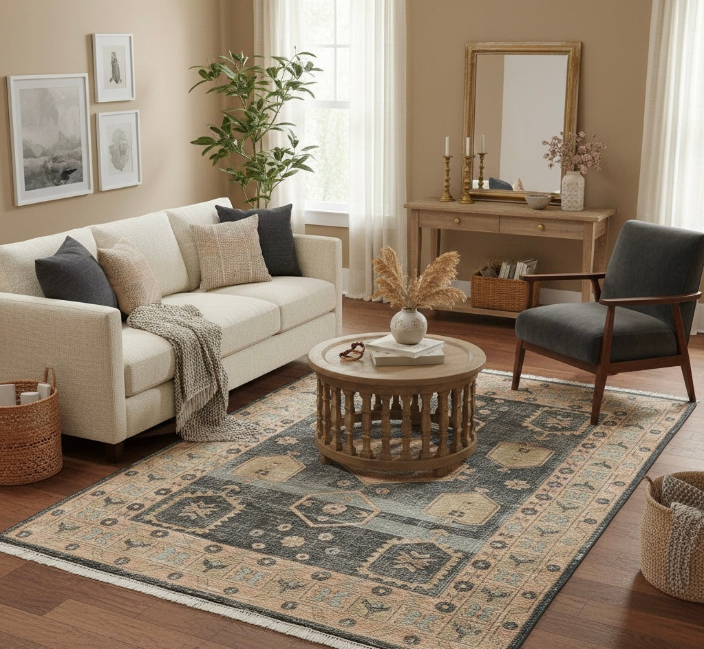Antique Medallion Distressed Handknotted Rugs