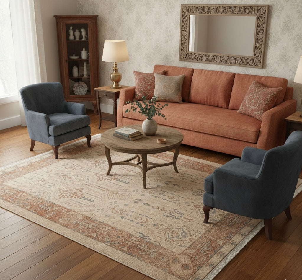 Earth-Toned Medallion Handknotted Rugs