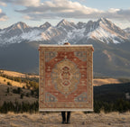 Azure Geometric Medallion Handknotted Rugs