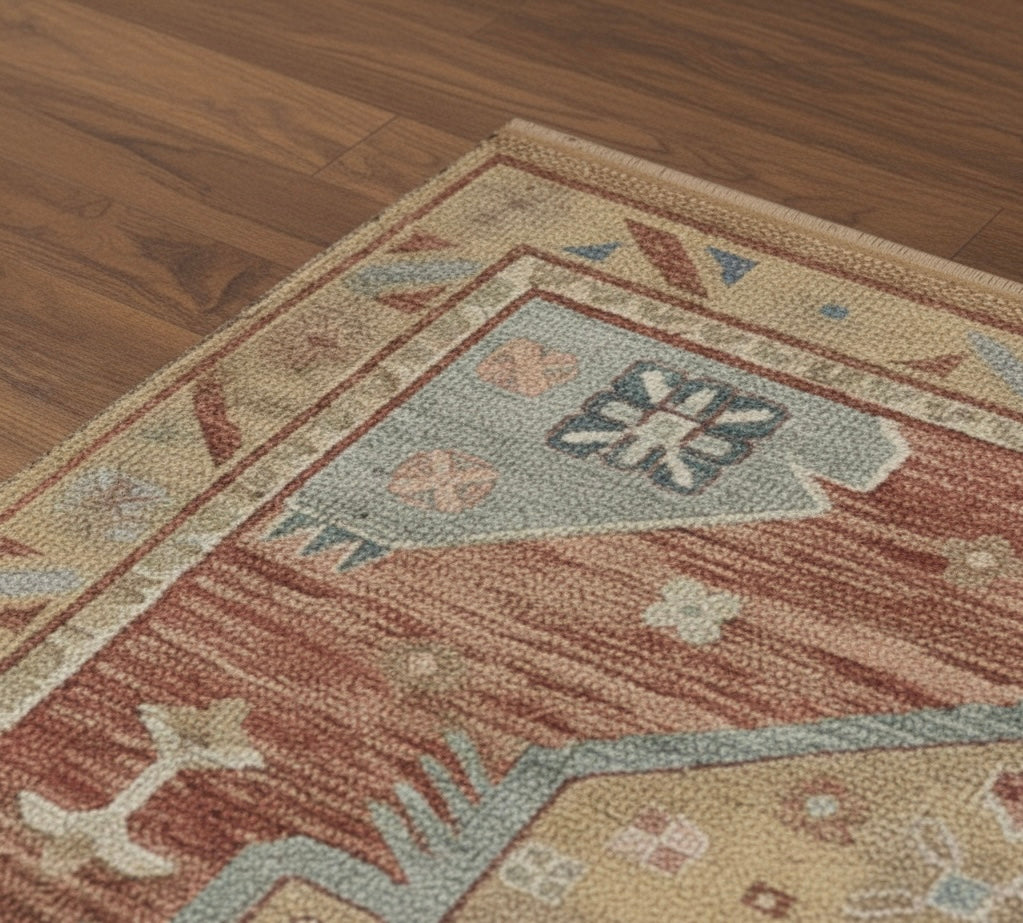 Azure Geometric Medallion Handknotted Rugs