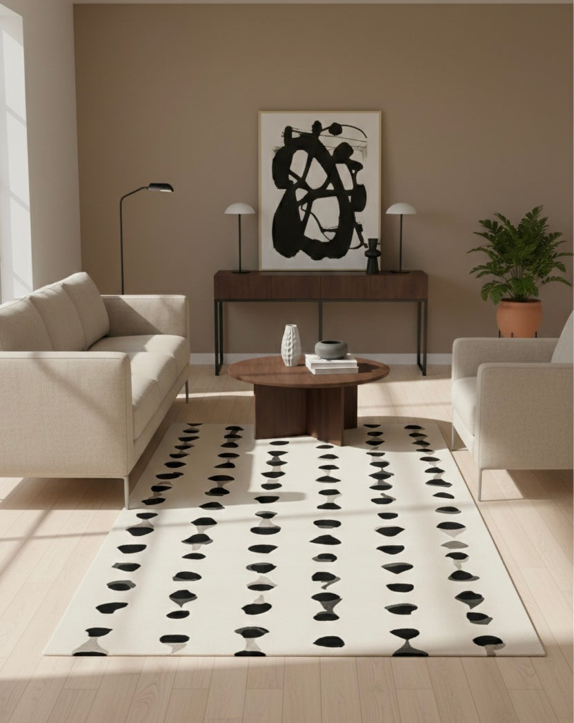 Monochrome Pebble Ivory HandTufted Rugs