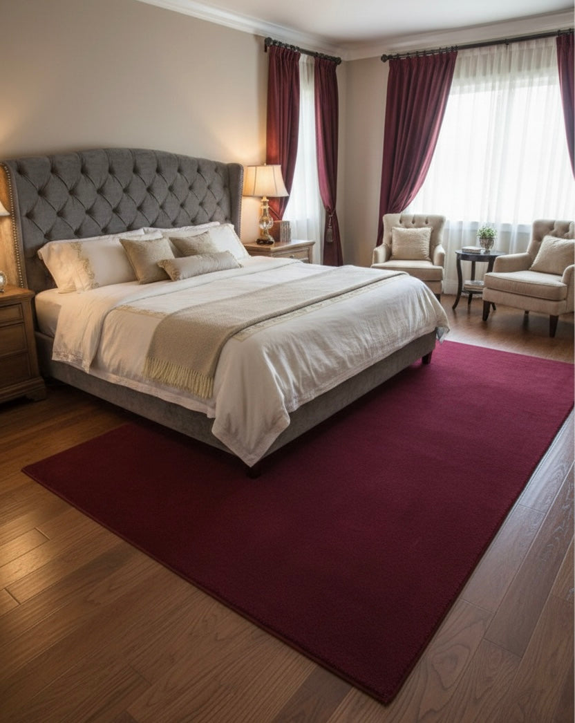 Wine-Red Accent Solid Rugs