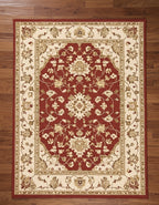 Vintage-Inspired Red and Beige Handtufted Rugs