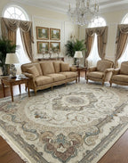 Cream and Pastel Blue Irani Rugs
