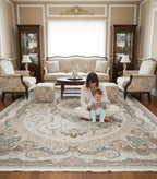 Cream and Pastel Blue Irani Rugs