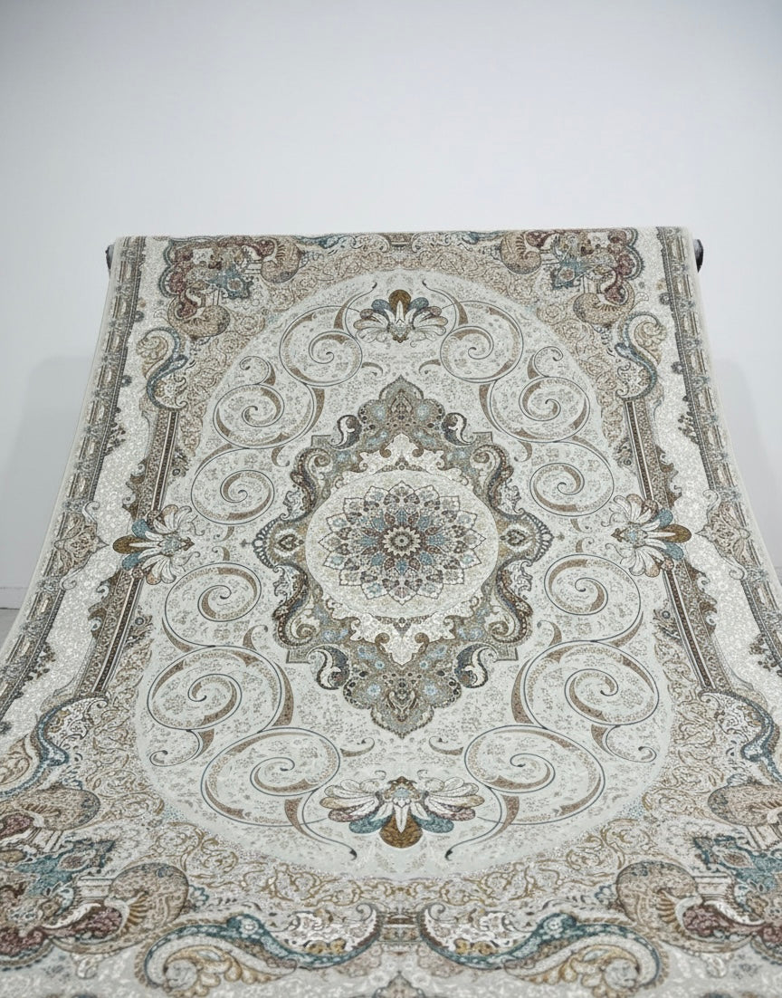Cream and Pastel Blue Irani Rugs