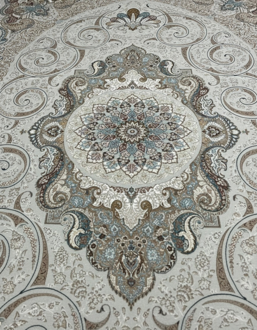 Cream and Pastel Blue Irani Rugs