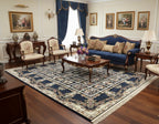 Navy and Cream Intricate Irani Rugs