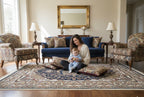 Royal Navy Blue Floral Irani Rugs